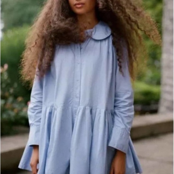 NWT Urban Outfitters Preppy Babydoll Mini Frock Dress with Peter Pan Collar - Picture 12 of 13